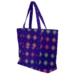 Flowers Pattern Ornament Symmetry Zip Up Canvas Bag by Pakrebo