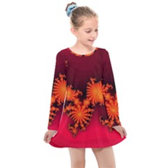 Spiral Background Pattern Texture Kids  Long Sleeve Dress by Pakrebo