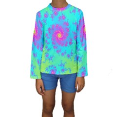 Spiral Fractal Abstract Pattern Kids  Long Sleeve Swimwear by Pakrebo