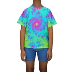 Spiral Fractal Abstract Pattern Kids  Short Sleeve Swimwear by Pakrebo