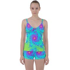 Spiral Fractal Abstract Pattern Tie Front Two Piece Tankini by Pakrebo