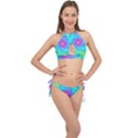 Spiral Fractal Abstract Pattern Cross Front Halter Bikini Set View1