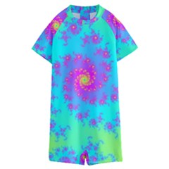 Spiral Fractal Abstract Pattern Kids  Boyleg Half Suit Swimwear by Pakrebo