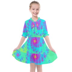 Spiral Fractal Abstract Pattern Kids  All Frills Chiffon Dress by Pakrebo