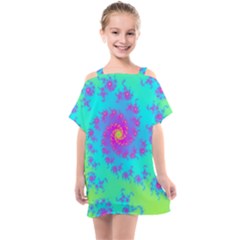 Spiral Fractal Abstract Pattern Kids  One Piece Chiffon Dress by Pakrebo