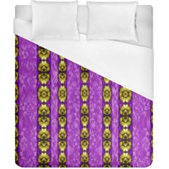 Love For The Fantasy Flowers With Happy Golden Joy Duvet Cover (california King Size) by pepitasart