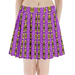 Love For The Fantasy Flowers With Happy Golden Joy Pleated Mini Skirt by pepitasart