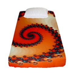 Fractal Rendering Spiral Twist Orange Fitted Sheet (single Size) by Pakrebo