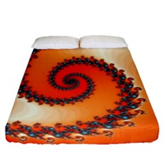 Fractal Rendering Spiral Twist Orange Fitted Sheet (queen Size) by Pakrebo