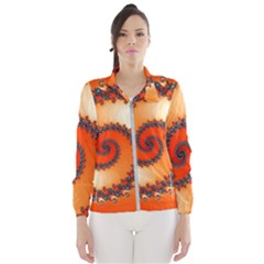 Fractal Rendering Spiral Twist Orange Women s Windbreaker by Pakrebo