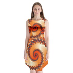 Fractal Rendering Spiral Twist Orange Sleeveless Chiffon Dress   by Pakrebo