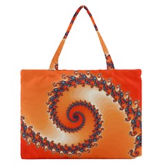 Fractal Rendering Spiral Twist Orange Zipper Medium Tote Bag by Pakrebo