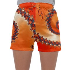 Fractal Rendering Spiral Twist Orange Sleepwear Shorts