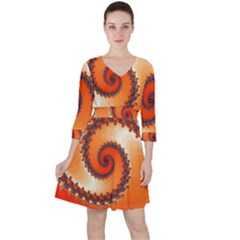 Fractal Rendering Spiral Twist Orange Ruffle Dress by Pakrebo