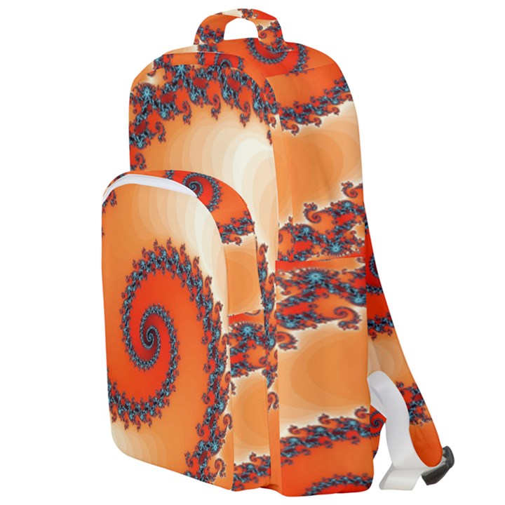 Fractal Rendering Spiral Twist Orange Double Compartment Backpack