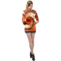 Fractal Rendering Spiral Twist Orange Long Sleeve Satin Shirt View2