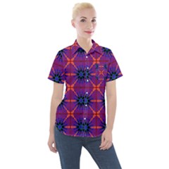 Seamless Wallpaper Pattern Ornament Women s Short Sleeve Pocket Shirt