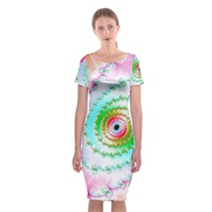 Fractal Spiral Twist Twisted Helix Classic Short Sleeve Midi Dress by Pakrebo