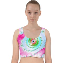 Fractal Spiral Twist Twisted Helix Velvet Racer Back Crop Top by Pakrebo