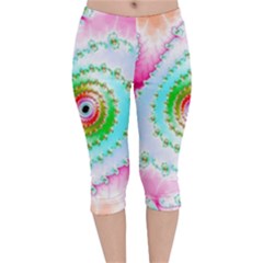 Fractal Spiral Twist Twisted Helix Velvet Capri Leggings 