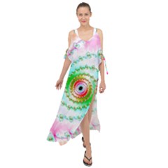 Fractal Spiral Twist Twisted Helix Maxi Chiffon Cover Up Dress by Pakrebo