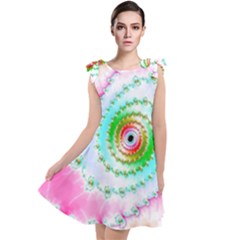 Fractal Spiral Twist Twisted Helix Tie Up Tunic Dress by Pakrebo