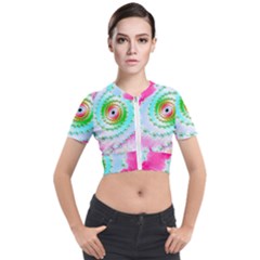 Fractal Spiral Twist Twisted Helix Short Sleeve Cropped Jacket