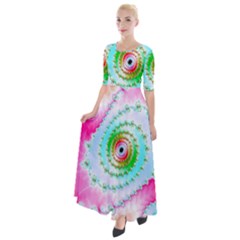 Fractal Spiral Twist Twisted Helix Half Sleeves Maxi Dress