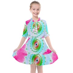 Fractal Spiral Twist Twisted Helix Kids  All Frills Chiffon Dress by Pakrebo