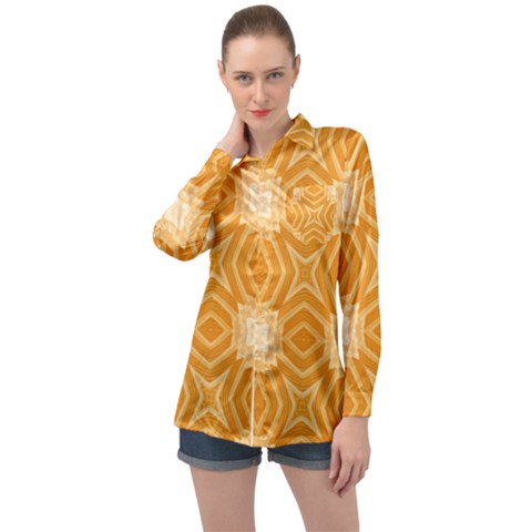 Seamless Pattern Ornament Design Long Sleeve Satin Shirt by Pakrebo