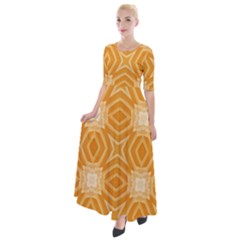 Seamless Pattern Ornament Design Half Sleeves Maxi Dress