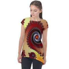 Fractal Rendering Spiral Twist Cap Sleeve High Low Top by Pakrebo