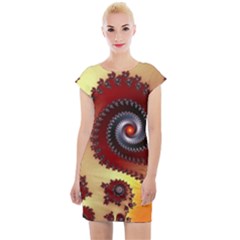 Fractal Rendering Spiral Twist Cap Sleeve Bodycon Dress by Pakrebo