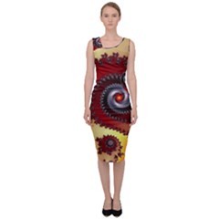 Fractal Rendering Spiral Twist Sleeveless Pencil Dress by Pakrebo