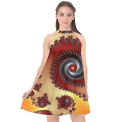 Fractal Rendering Spiral Twist Halter Neckline Chiffon Dress  by Pakrebo