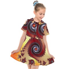 Fractal Rendering Spiral Twist Kids  Short Sleeve Shirt Dress by Pakrebo