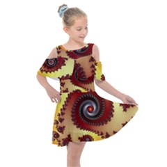 Fractal Rendering Spiral Twist Kids  Shoulder Cutout Chiffon Dress by Pakrebo