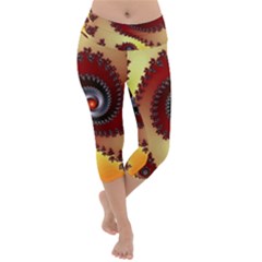 Fractal Rendering Spiral Twist Lightweight Velour Capri Yoga Leggings by Pakrebo