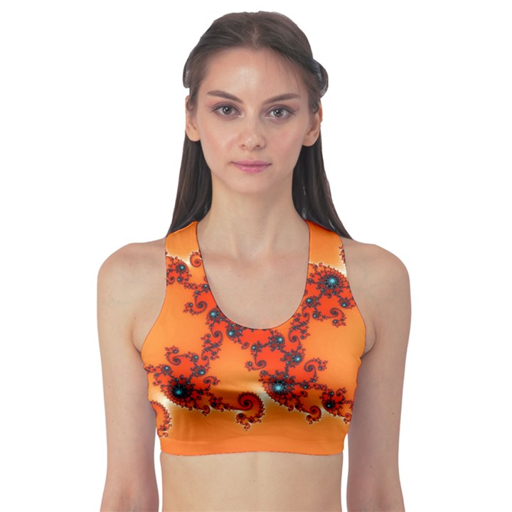 Fractal Rendering Spiral Curve Orange Sports Bra