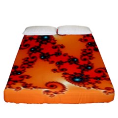 Fractal Rendering Spiral Curve Orange Fitted Sheet (king Size) by Pakrebo