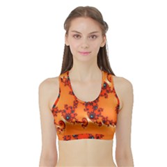 Fractal Rendering Spiral Curve Orange Sports Bra With Border by Pakrebo