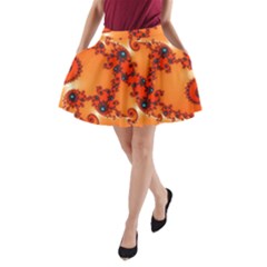 Fractal Rendering Spiral Curve Orange A-line Pocket Skirt by Pakrebo