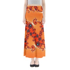 Fractal Rendering Spiral Curve Orange Full Length Maxi Skirt by Pakrebo