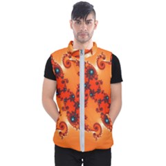 Fractal Rendering Spiral Curve Orange Men s Puffer Vest by Pakrebo