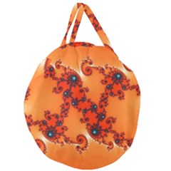 Fractal Rendering Spiral Curve Orange Giant Round Zipper Tote by Pakrebo