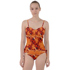 Fractal Rendering Spiral Curve Orange Sweetheart Tankini Set