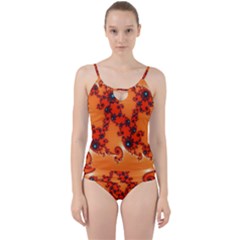 Fractal Rendering Spiral Curve Orange Cut Out Top Tankini Set by Pakrebo