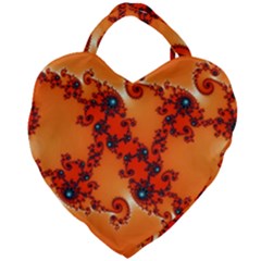 Fractal Rendering Spiral Curve Orange Giant Heart Shaped Tote by Pakrebo