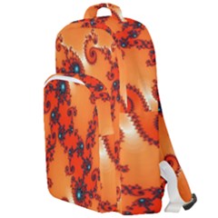 Fractal Rendering Spiral Curve Orange Double Compartment Backpack by Pakrebo