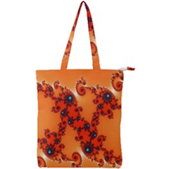 Fractal Rendering Spiral Curve Orange Double Zip Up Tote Bag by Pakrebo